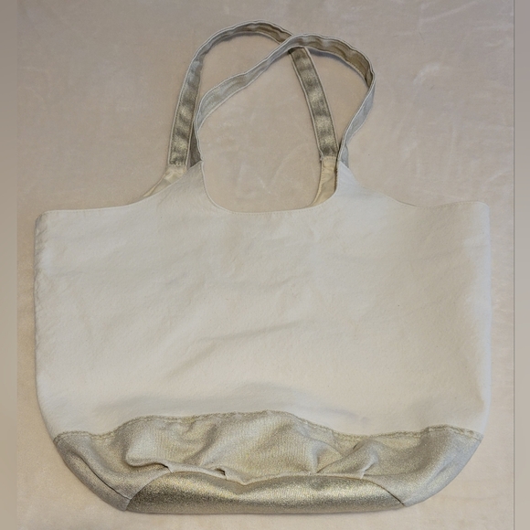 Victoria's Secret Summer Love Shimmer Canvas Sparkle Gold Tote Bag, Large Beach - Picture 3 of 8